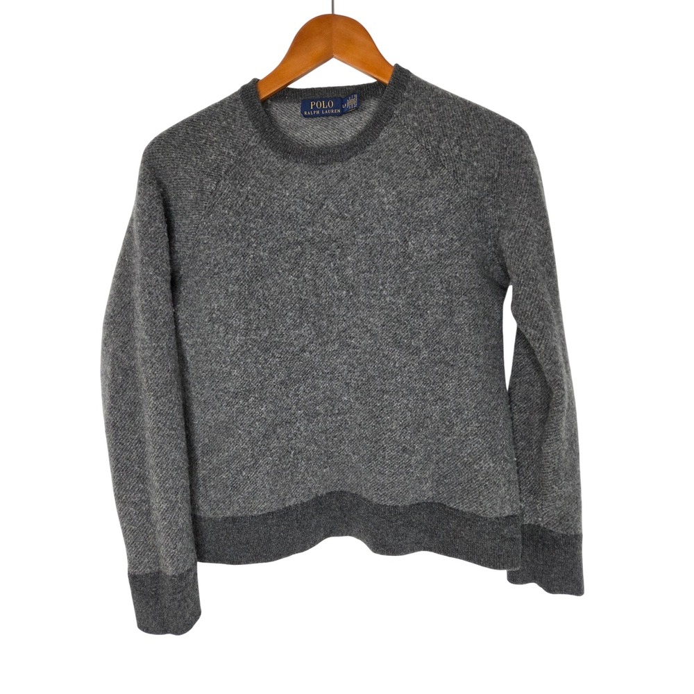 Polo Ralph Lauren Men Crewneck Sweater Gray‎ 100% Wool Size L G